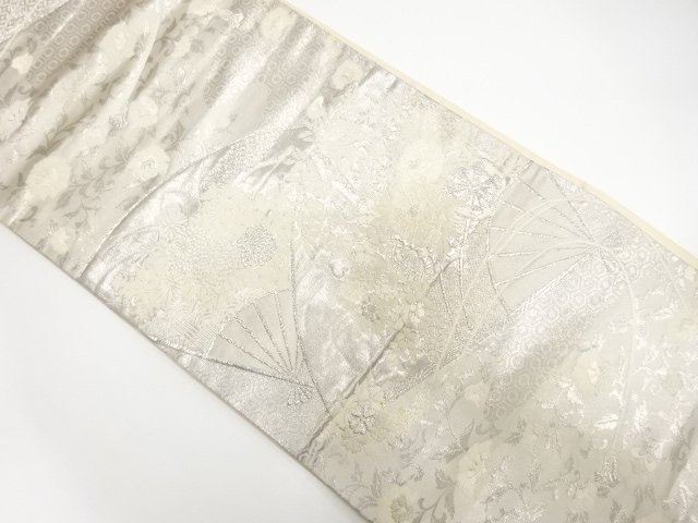 JAPANESE KIMONO / FLOWER / WHEEL PATTERN WOVEN A FAN FUKURO OBI